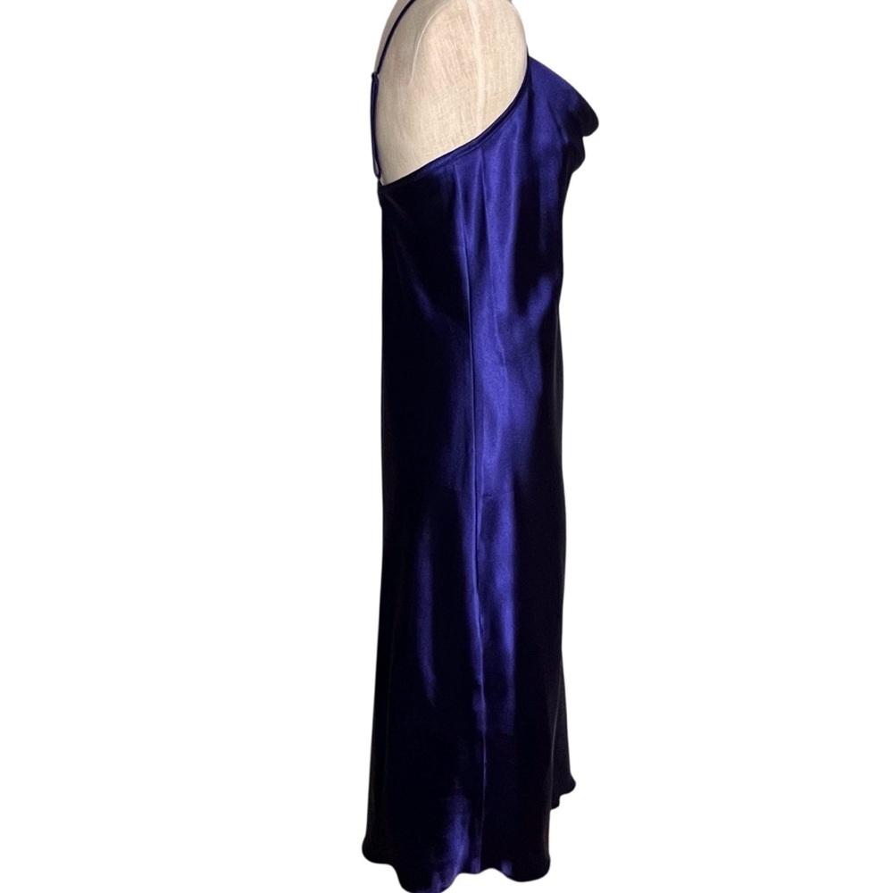 Bebe Purple Cowl Neck Satin Bias Cut Slip Dress Spaghetti Strap — Medium - Picture 5 of 11